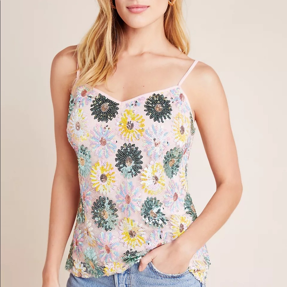 Eva Franco Anthropologie Fleurelle Sequined Tank